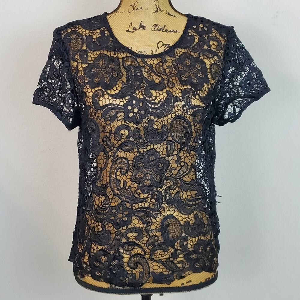 Bisou Bisou Lace Blouse sz L